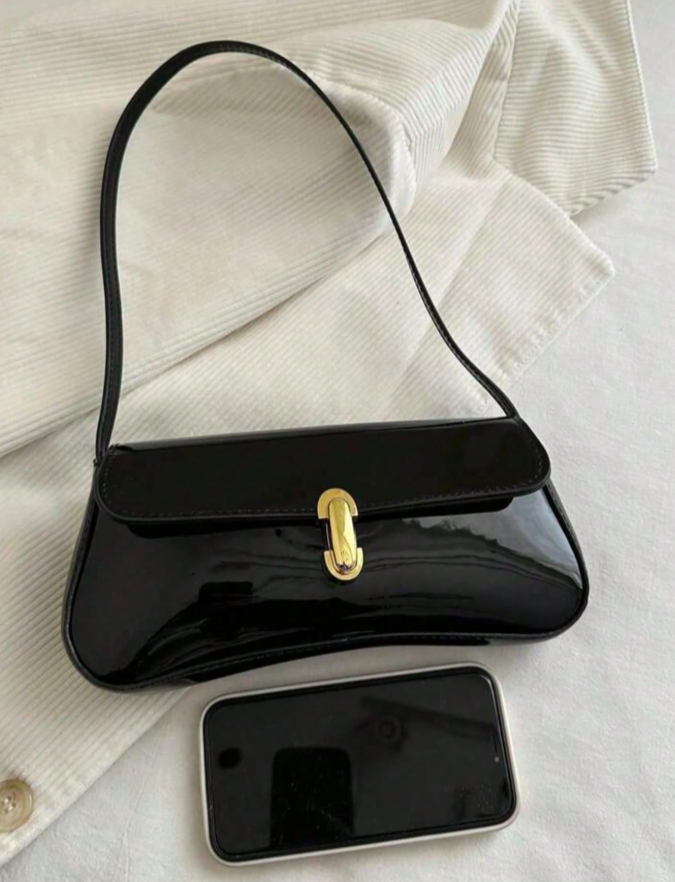 Women's Retro Faux Leather Flap Decor Underarm Shoulder Bag