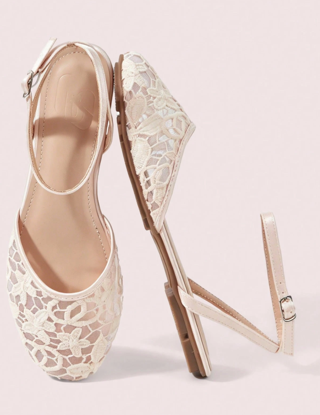 Lace Mesh Mary Jane Flats