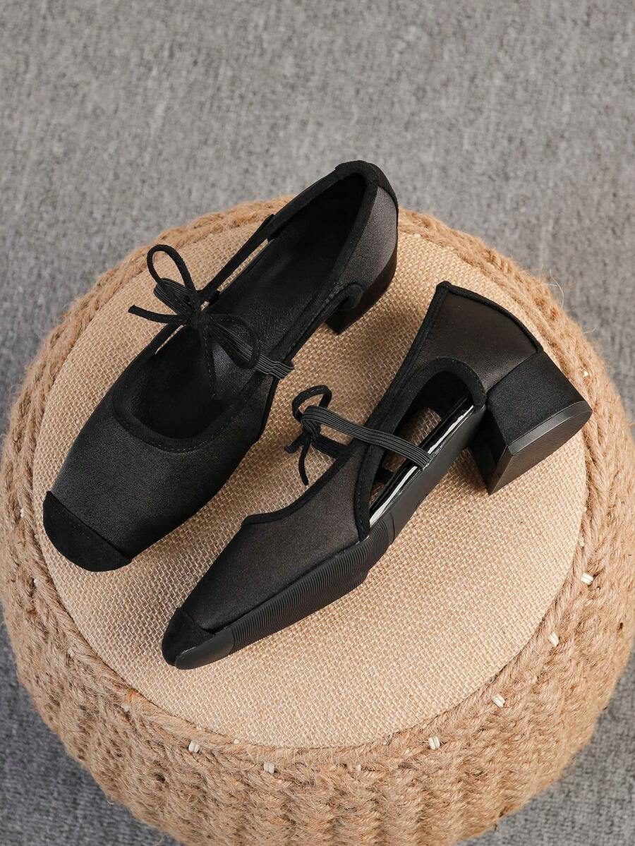 Square Toe Chunky Heel Women's Shoes