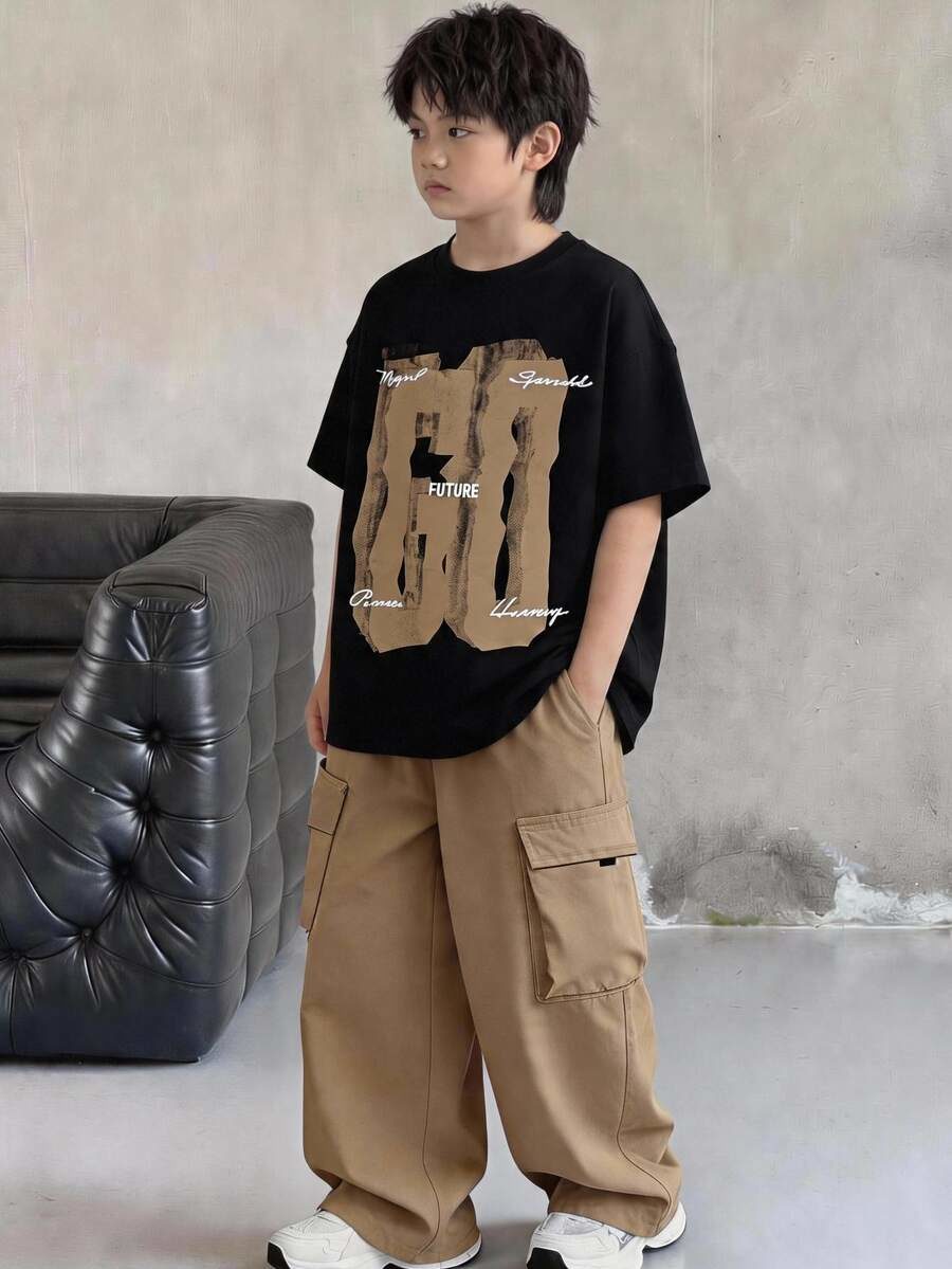 Casual Streetwear City Break Loose Fit T-Shirt And Cargo Pants Tracksuit Set