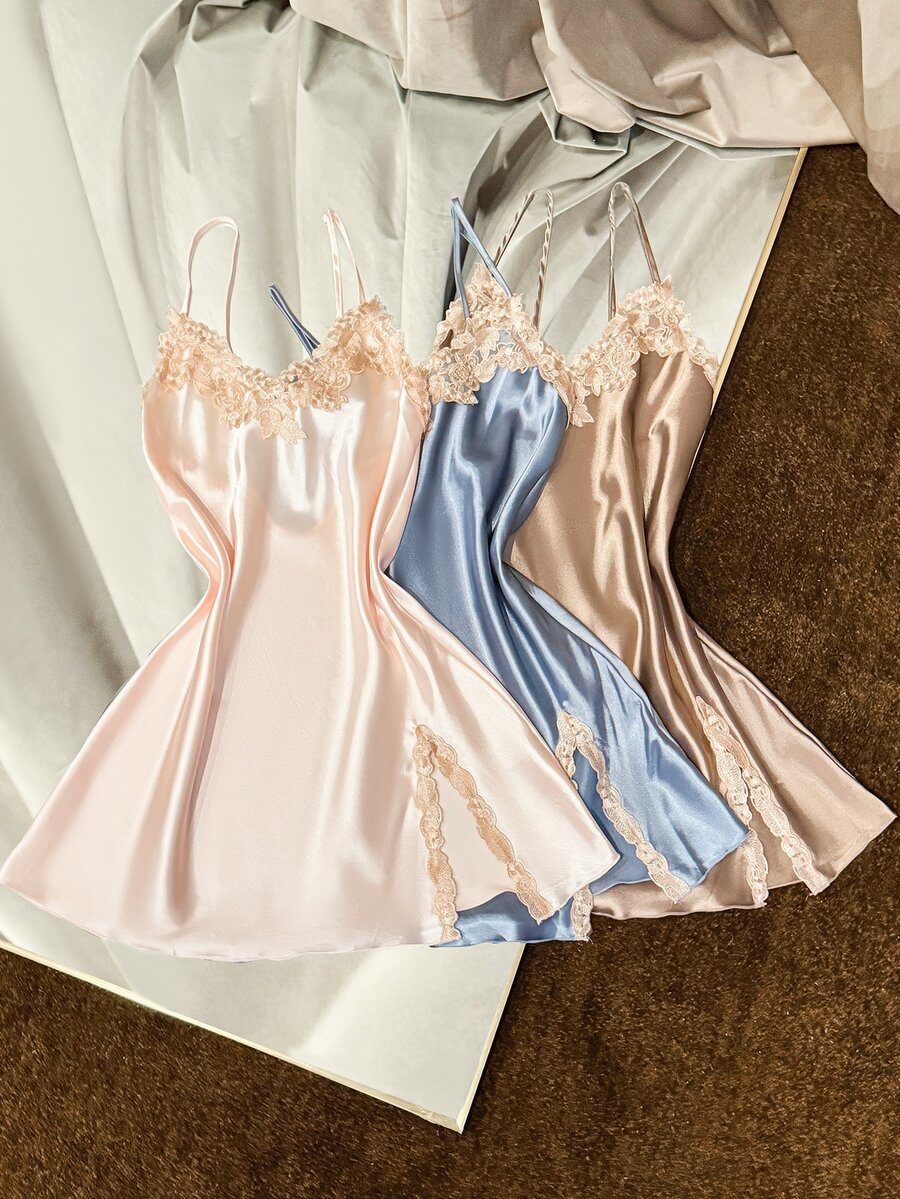 3pcs Women Sexy Deep V Slip Dress Set