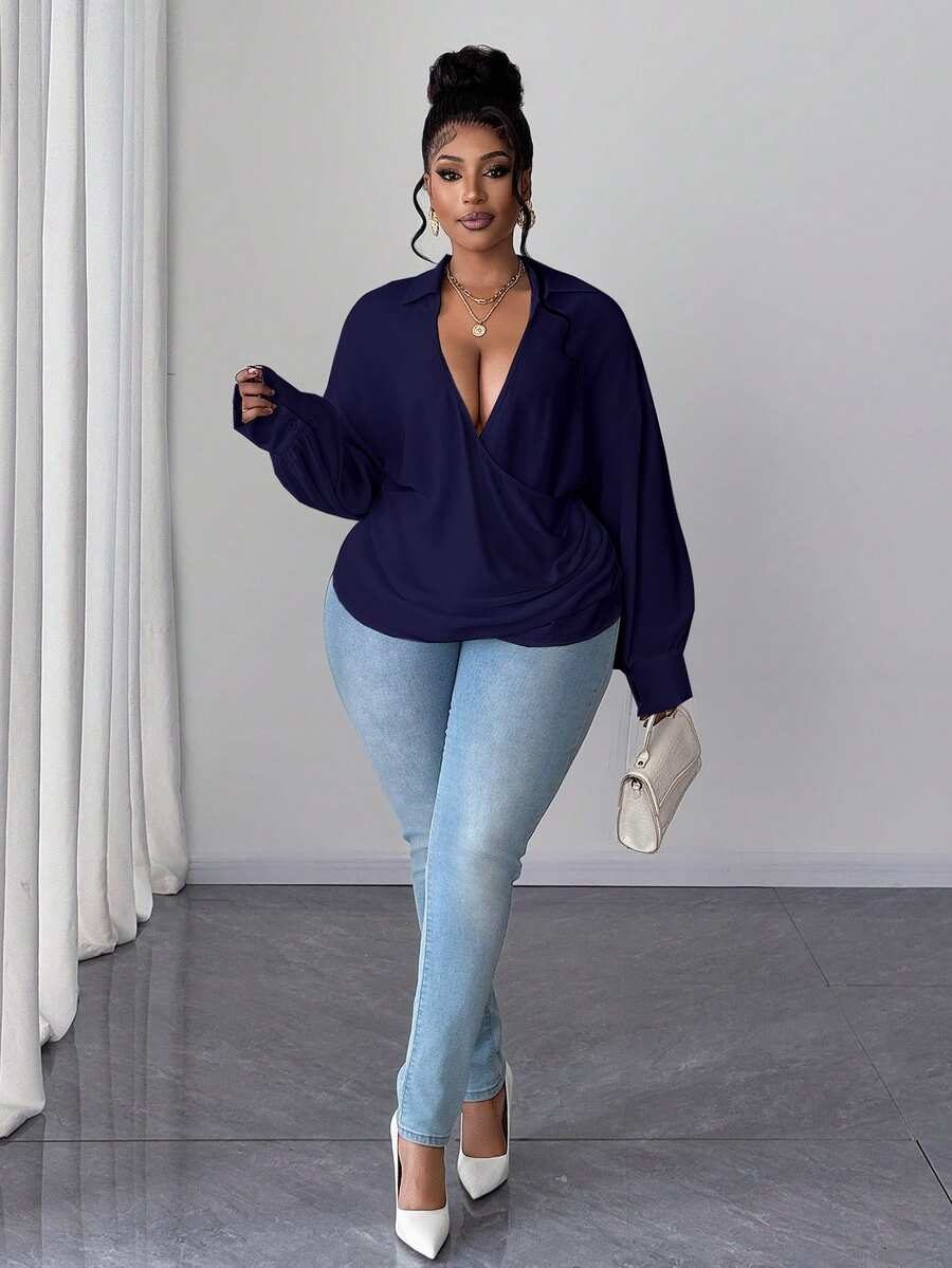 Plus Size Long Sleeve Fashion Elegant Commute Versatile Sweet Blouse
