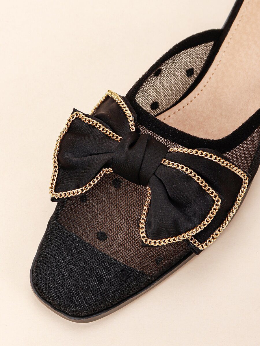Ladies Square Toe Metal Buckle Casual Loafers,