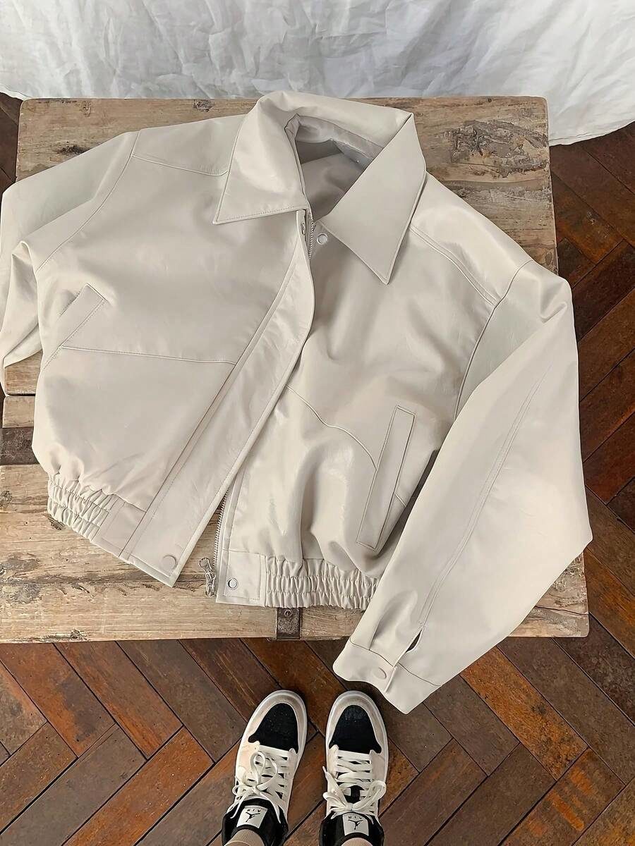 Women's Short Lapel Collar Shirt Jacket