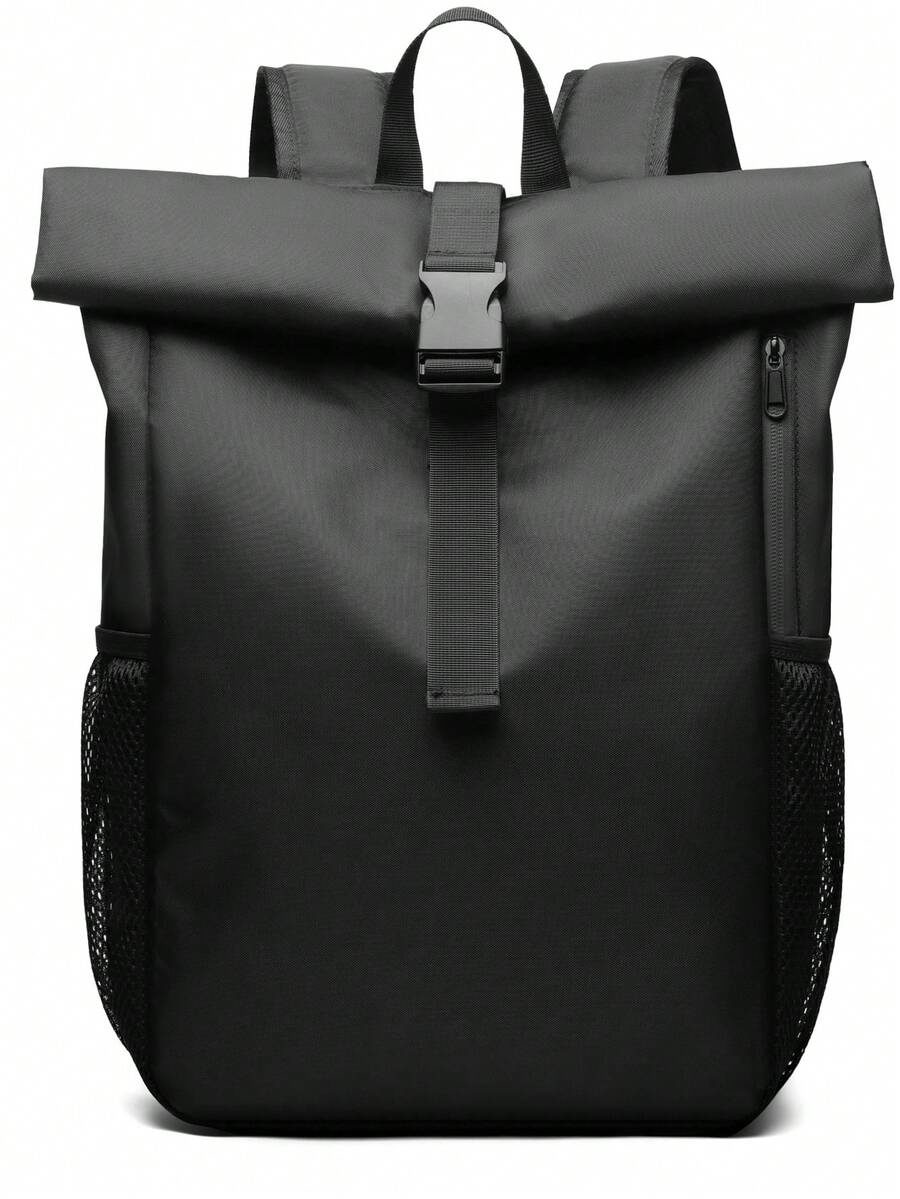 Lightweight Solid Color Roll-Top Backpack