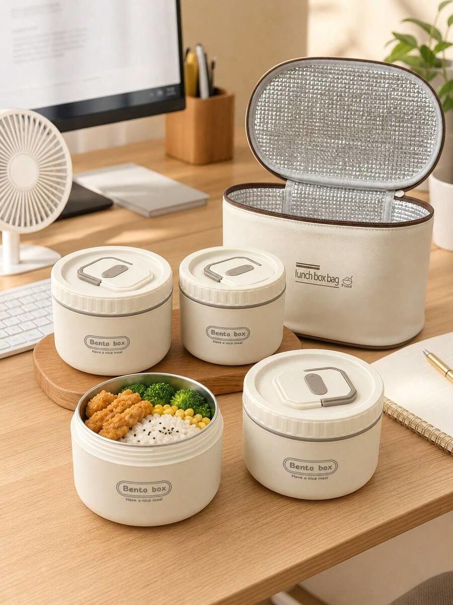 5-In-1 Stainless Steel Lunch Box, 2/3/4 Lunch Boxes And One Bag | 304 Food Storage Container Kitchen Accessories,