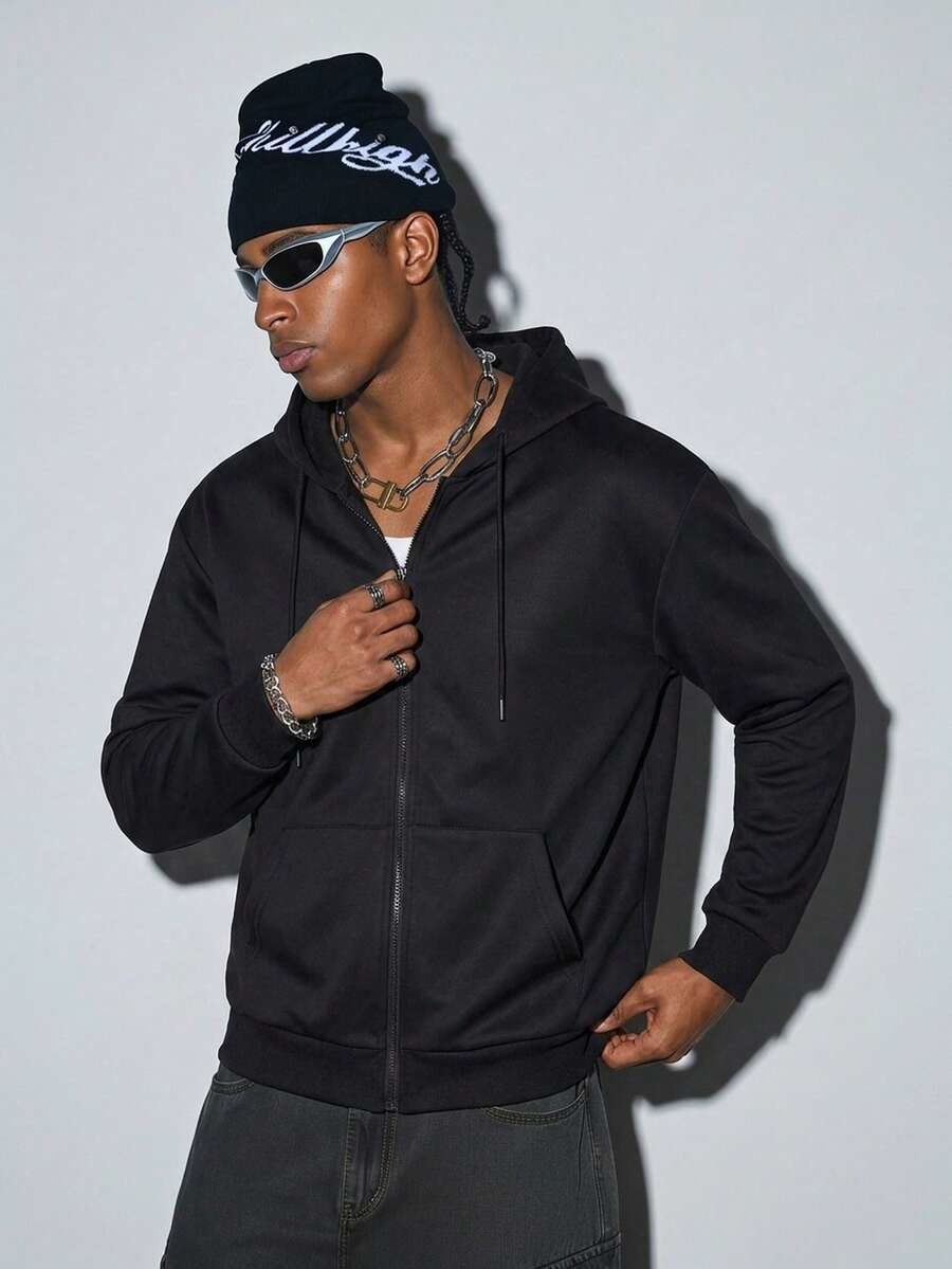 Men's Casual Solid Color Minimalist Hoodie Sweatshirt