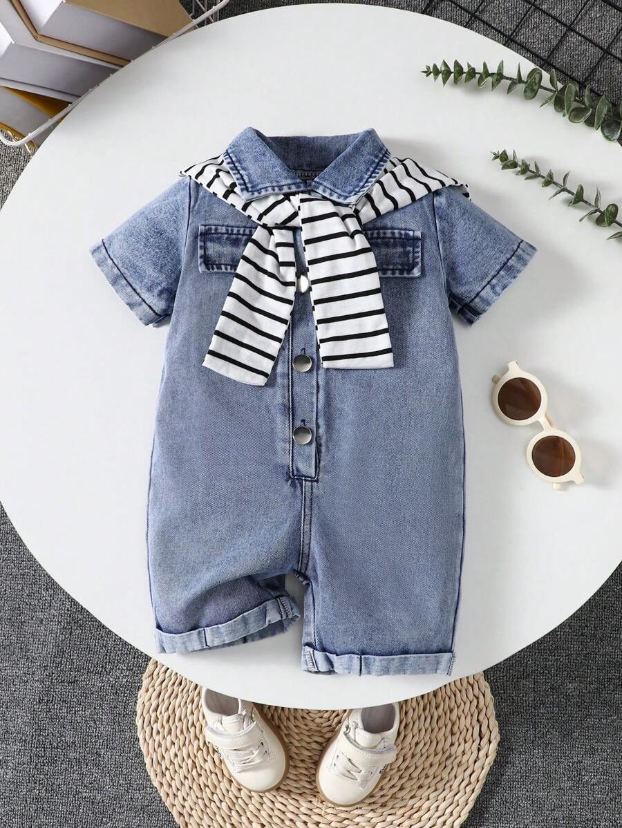 Fashionable Loose-Fit All-In-One Shorts For Baby Boys, Casual Style