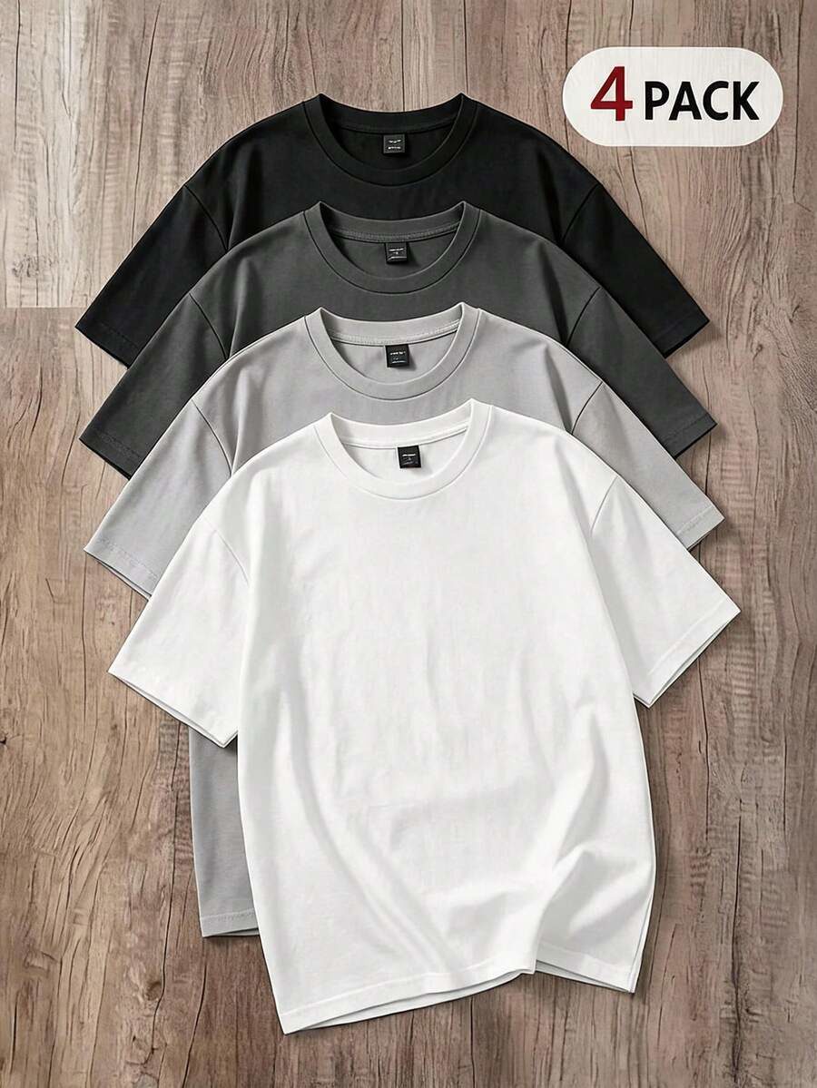 Men Knit Crew Neck Urban Short Sleeve Regular T-Shirts