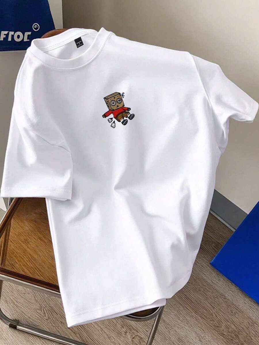 Hypemode Aesthetic Post--Men's Cartoon Print Round Neck Casual Loose Fit T-Shirt