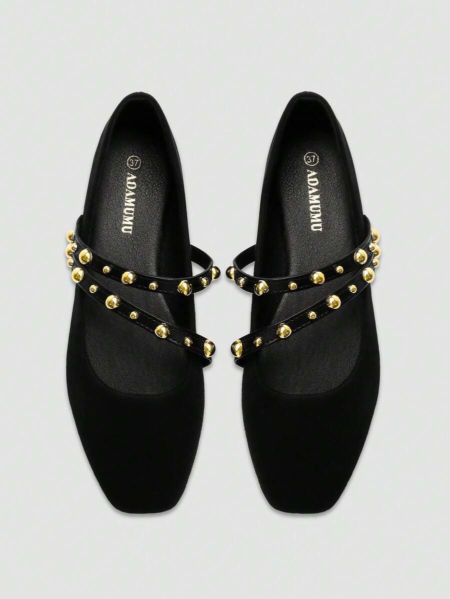 Women's Fashion Square Toe Casual Slip-On Flat Shoes