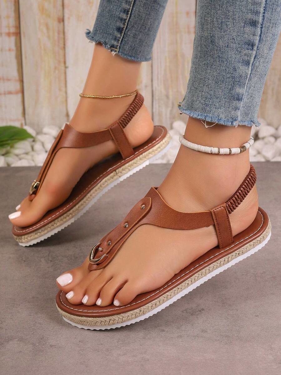 Women's Flat Rope Thong Slip-On Sandals