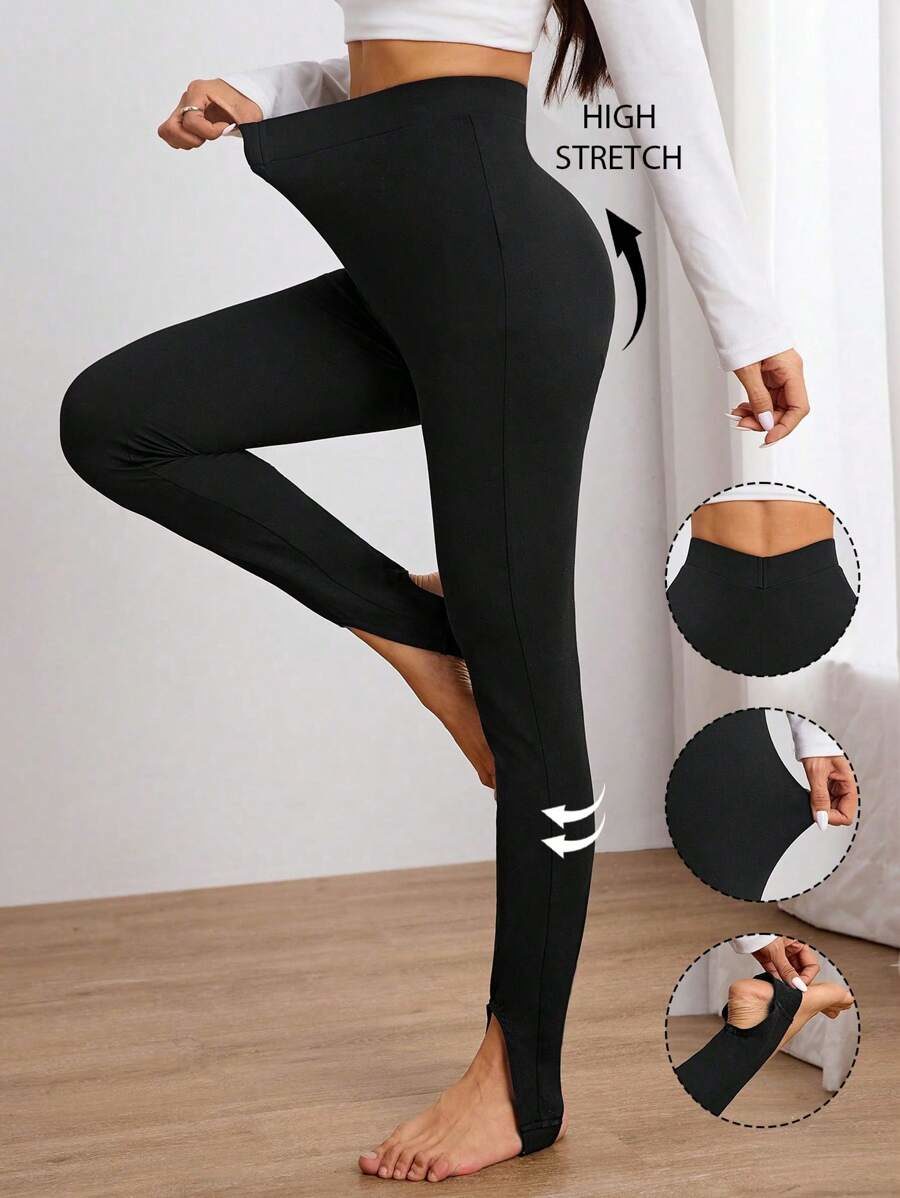 Women's V-Waist Skinny Full Length Stirrup Leggings For Fall Cloth For Women