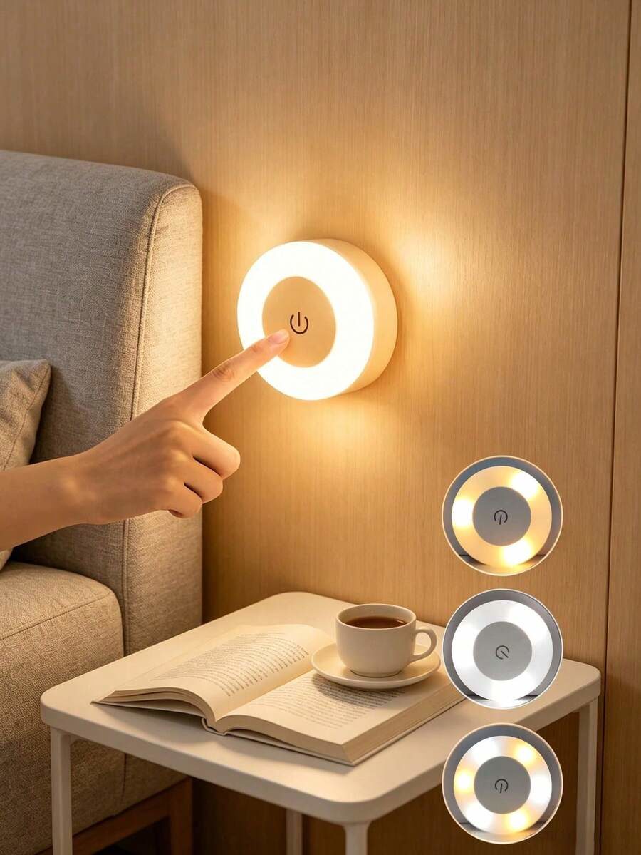 1pc Dimmable LED Touch Night Light - Adjustable Warm White & Daylight Brightness