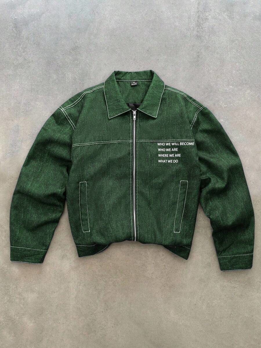 Men's Casual Street Style Long Sleeve Green Jacket
