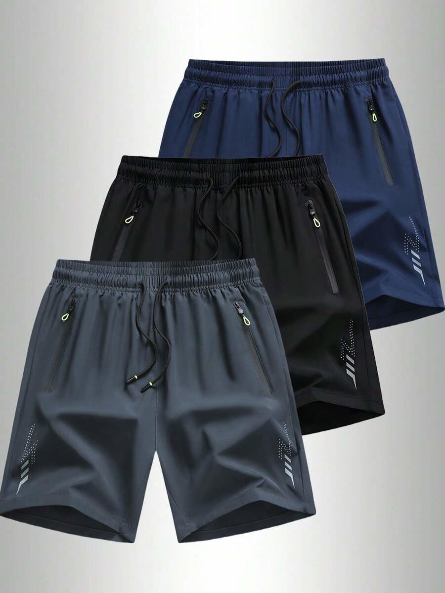 3pcs/Pack Boyfriend Style Men's Summer Lightweight Running Shorts