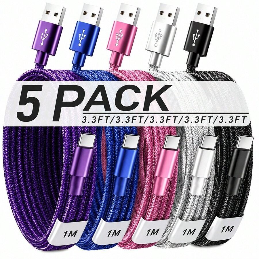 5pcs Fast Charging USB-A To Type-C Charging Cable