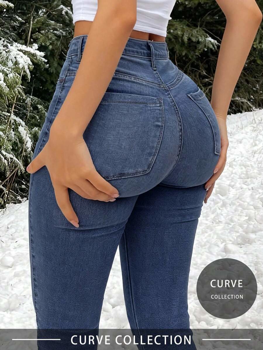 Plus Size Women Y2K High Waist Stretchy Skinny Sexy Casual Jeans Spring Fall