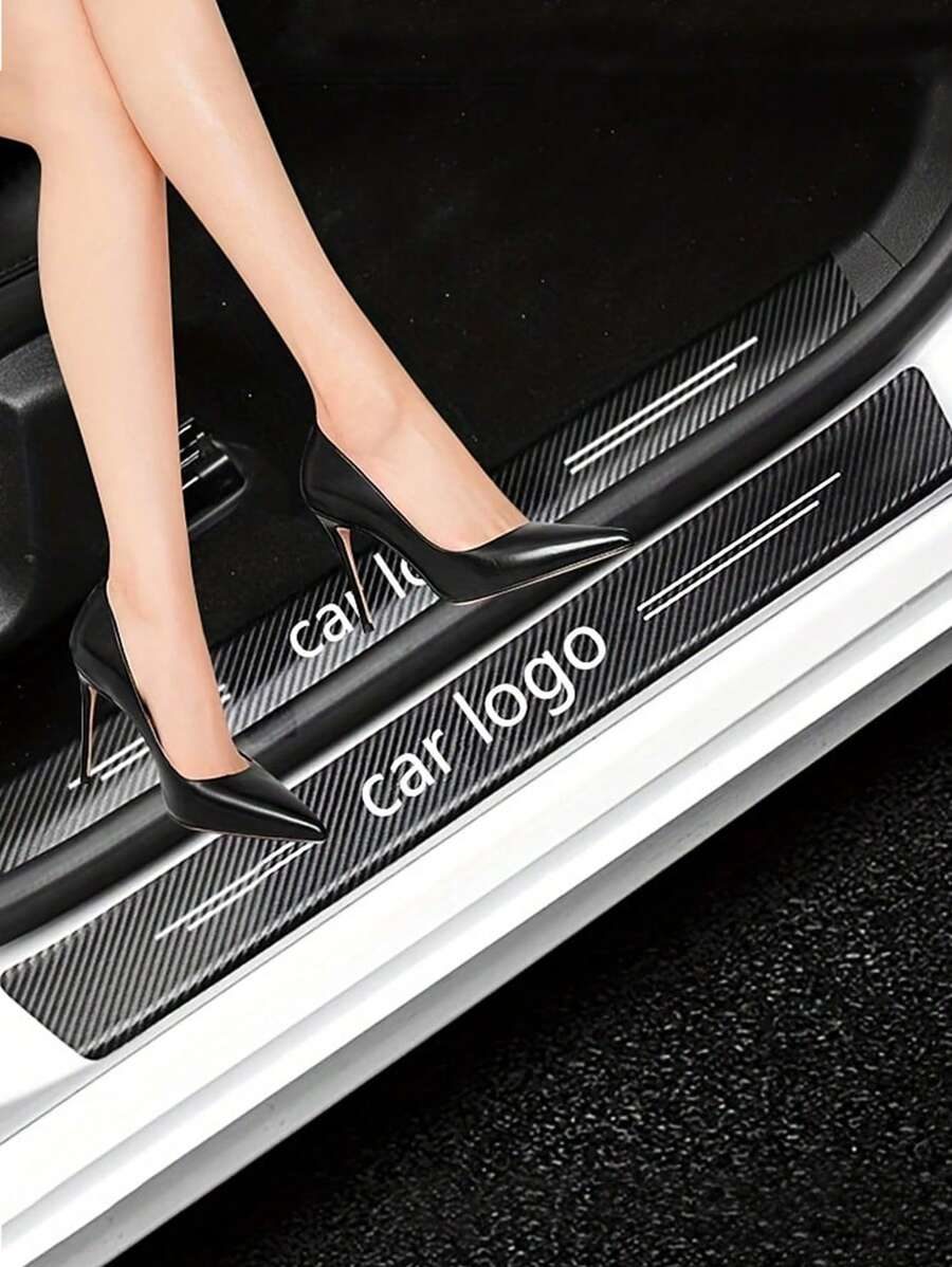 4pcs 3D Carbon Fiber Car Door Scratch Sill Threshold Protector Stickers