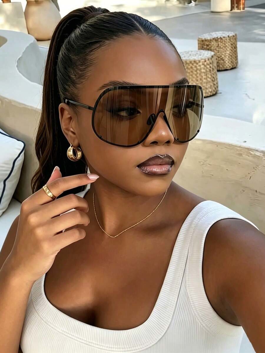 1 Pair Oversized One-Piece Fashion Glasses