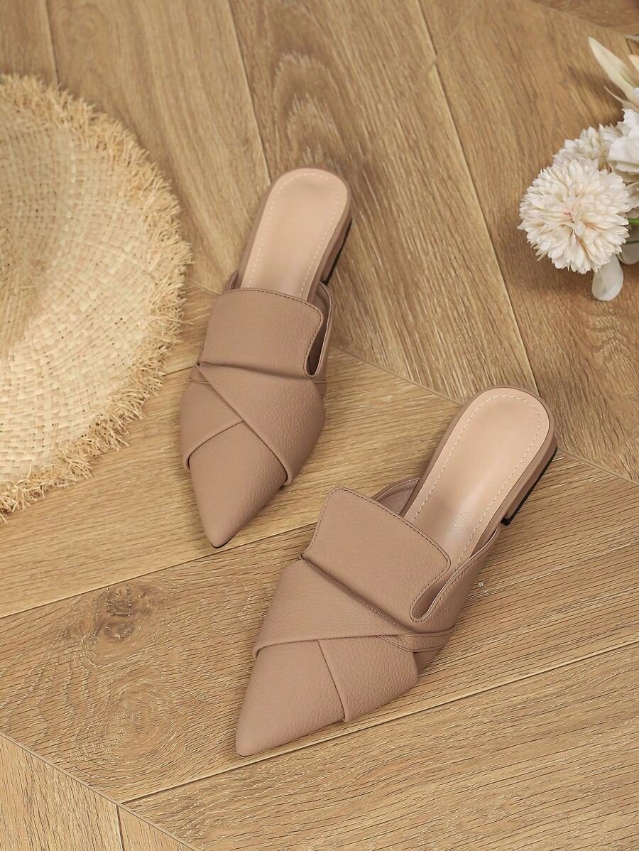 Women's Comfortable Versatile Closed-Toe Chunky Heel Slip-On Shoes