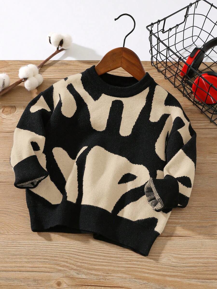 1pc Young Boy Casual Streetwear Crew Neck Sweater