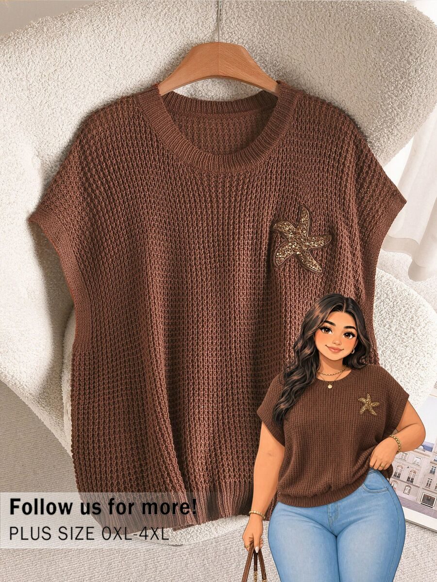 Plus Size Women's Casual Soft Form 1960s 90s Daily Formal Homewear Knit Vest