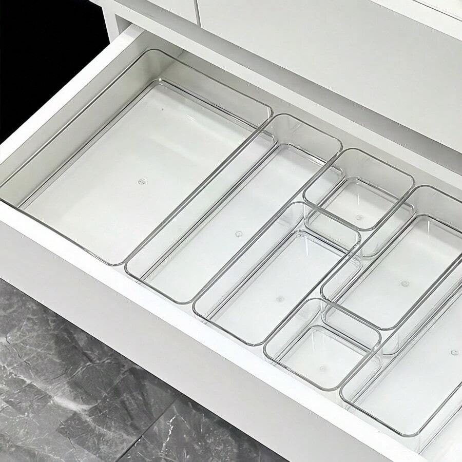 6/7pcs Clear Acrylic Drawer Organizer Set