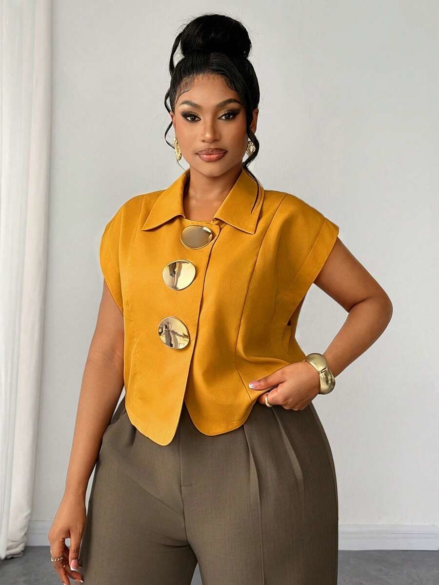 Plus Size French Commuter Minimalist Romantic Design Elegant Blouse