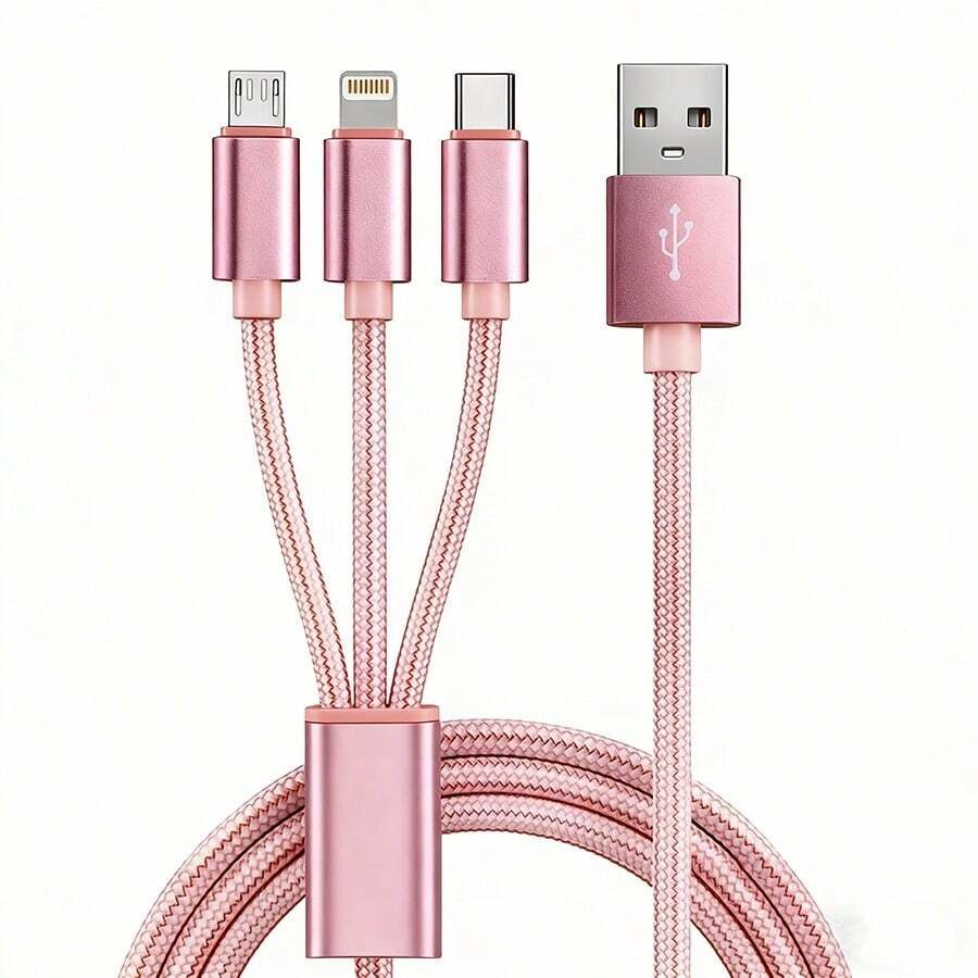 3-In-1 Nylon Braided USB Charging Cable
