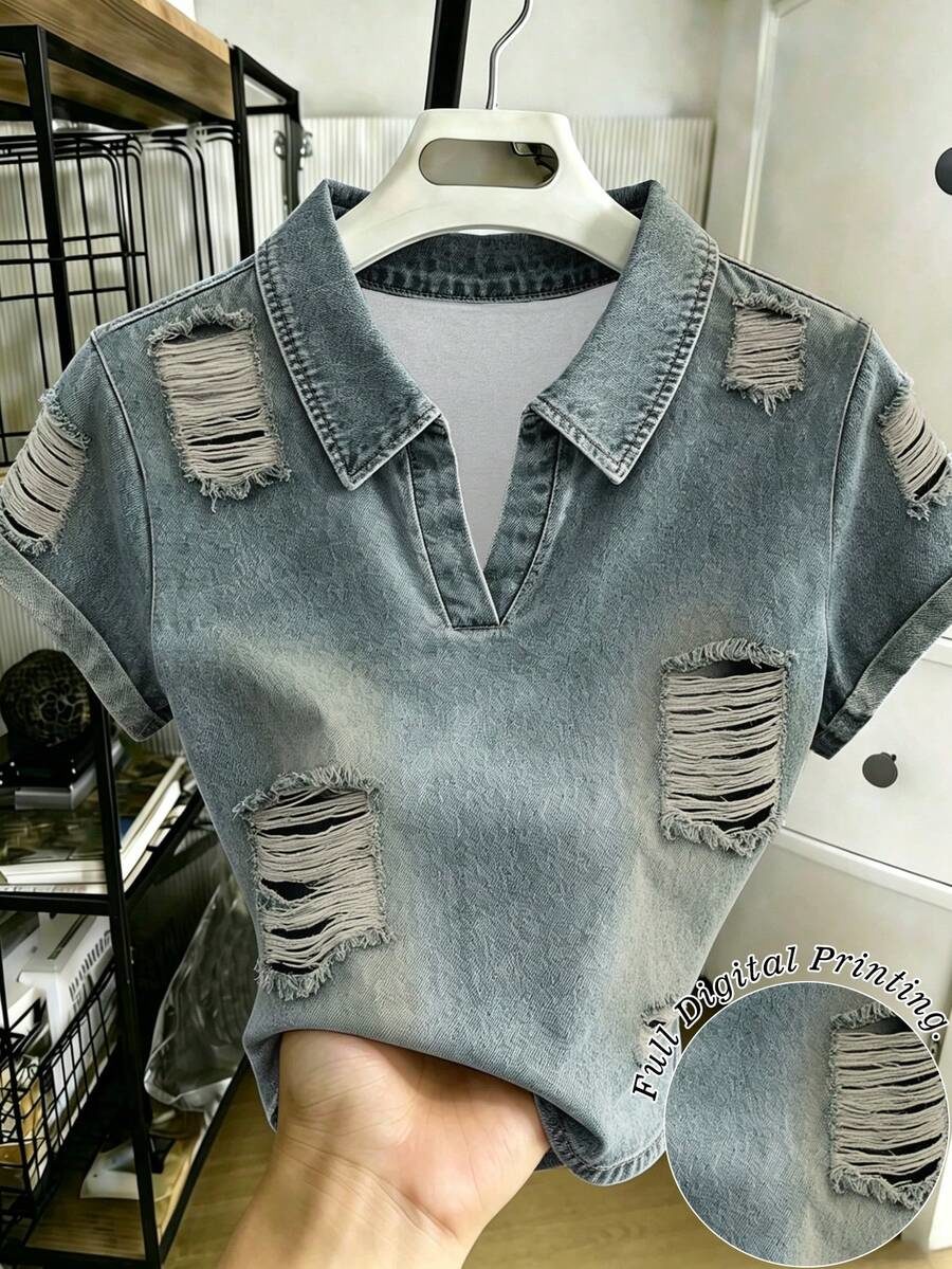Women's T-Shirt/Digital Print Polo Shirt