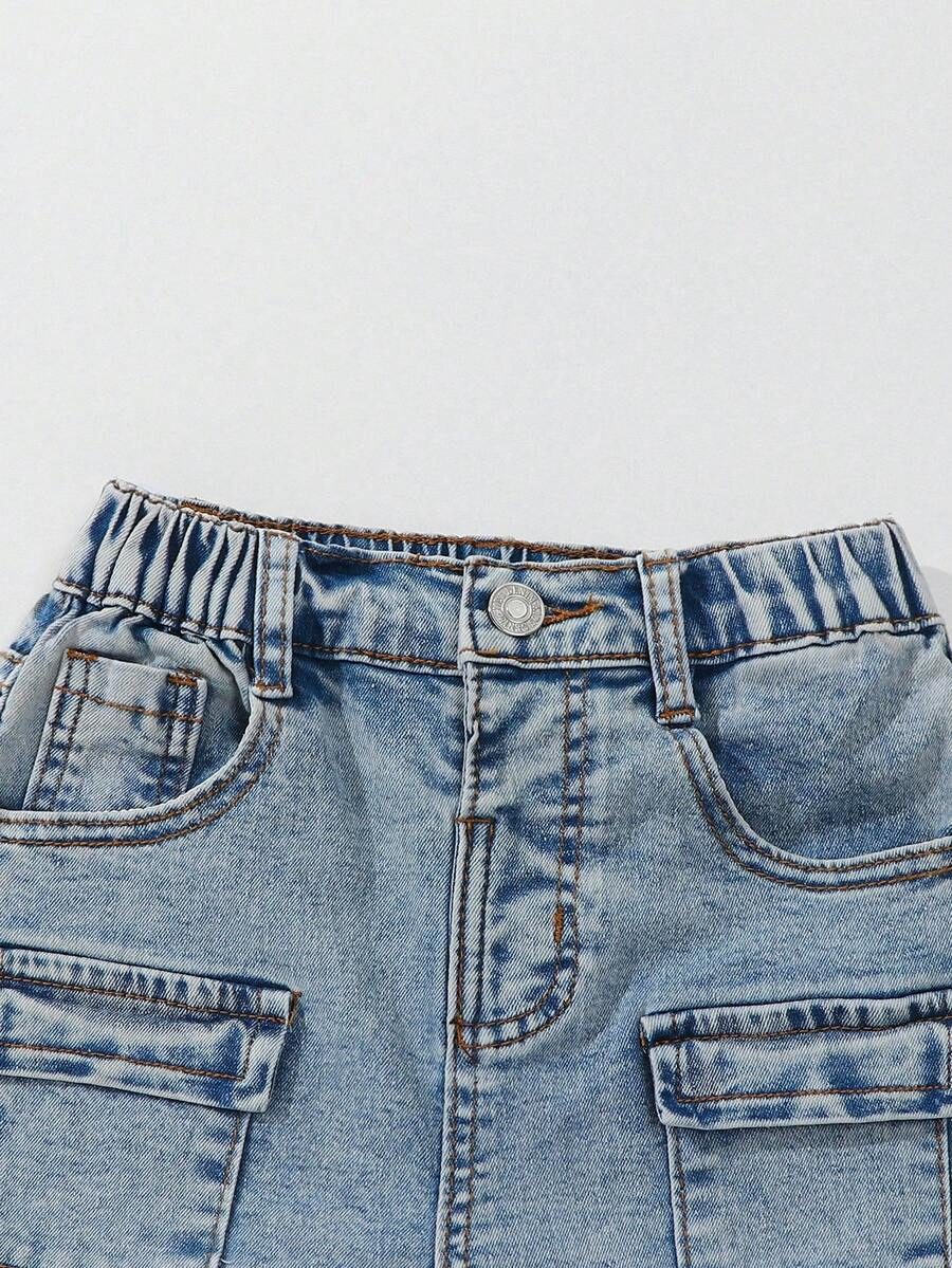 Street Style Distressed Ripped Multi-Pocket Stretchy Slim Fit Denim Cargo Pants