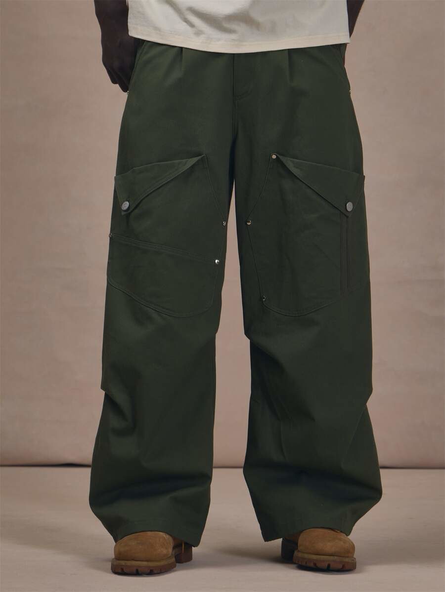 Barrel Leg Multi Pocket Utility Cotton Trousers Autum Winter Essentials