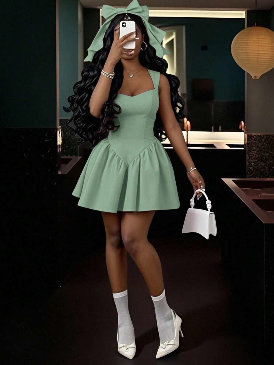 Summer New Elegant Sweetheart Neck Sleeveless Backless A-Line Princess Dress