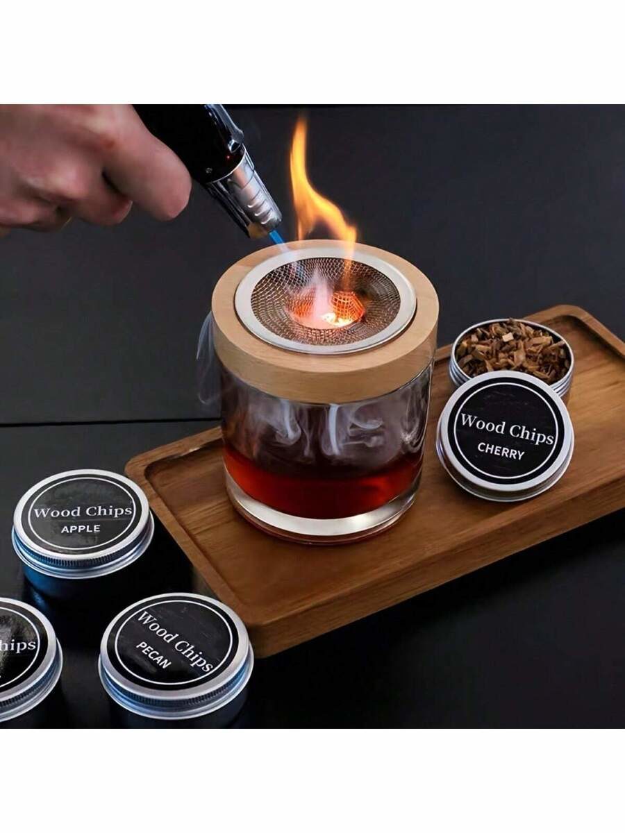 1 Set Cocktail Smoker Kit - 4 Flavors Wood Chips Infuser For Whiskey