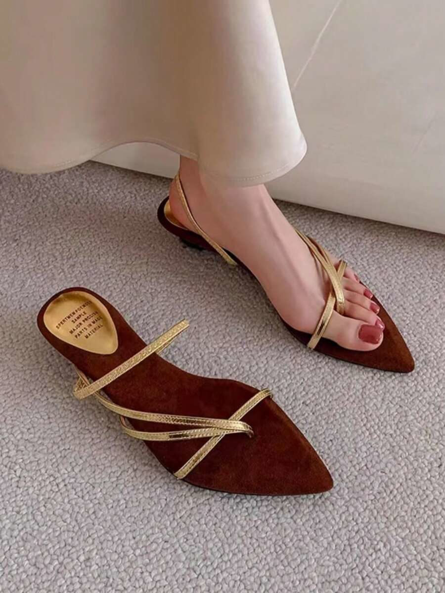Women's Pointed Toe French Wedge Heel Vintage Sandals