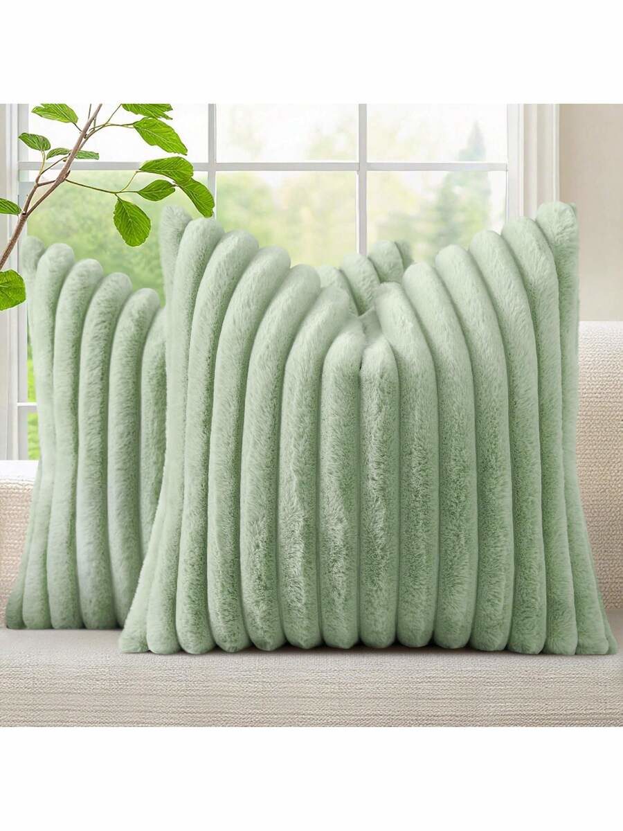 Cozy Soft Striped Decorative Throw Pillow Covers,Velvet Pillowcase Cushion Case For Sofa Couch