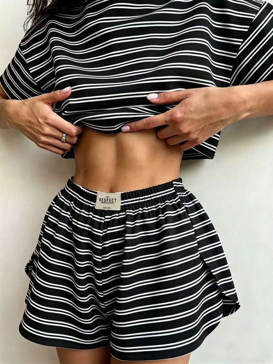 Casual Striped Loungewear Set For Women