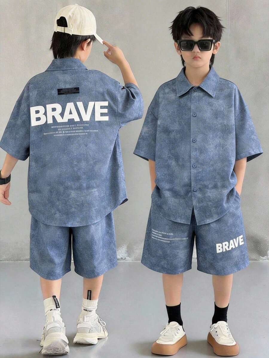 Tween Boy Casual Korean Style Oversized Short Sleeve Polo Shirt