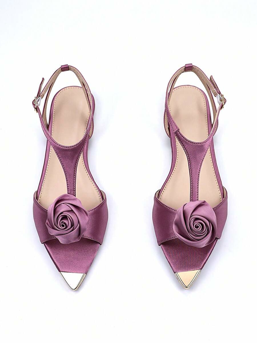 Pointed Toe Strap Open Back Slingback Sandals