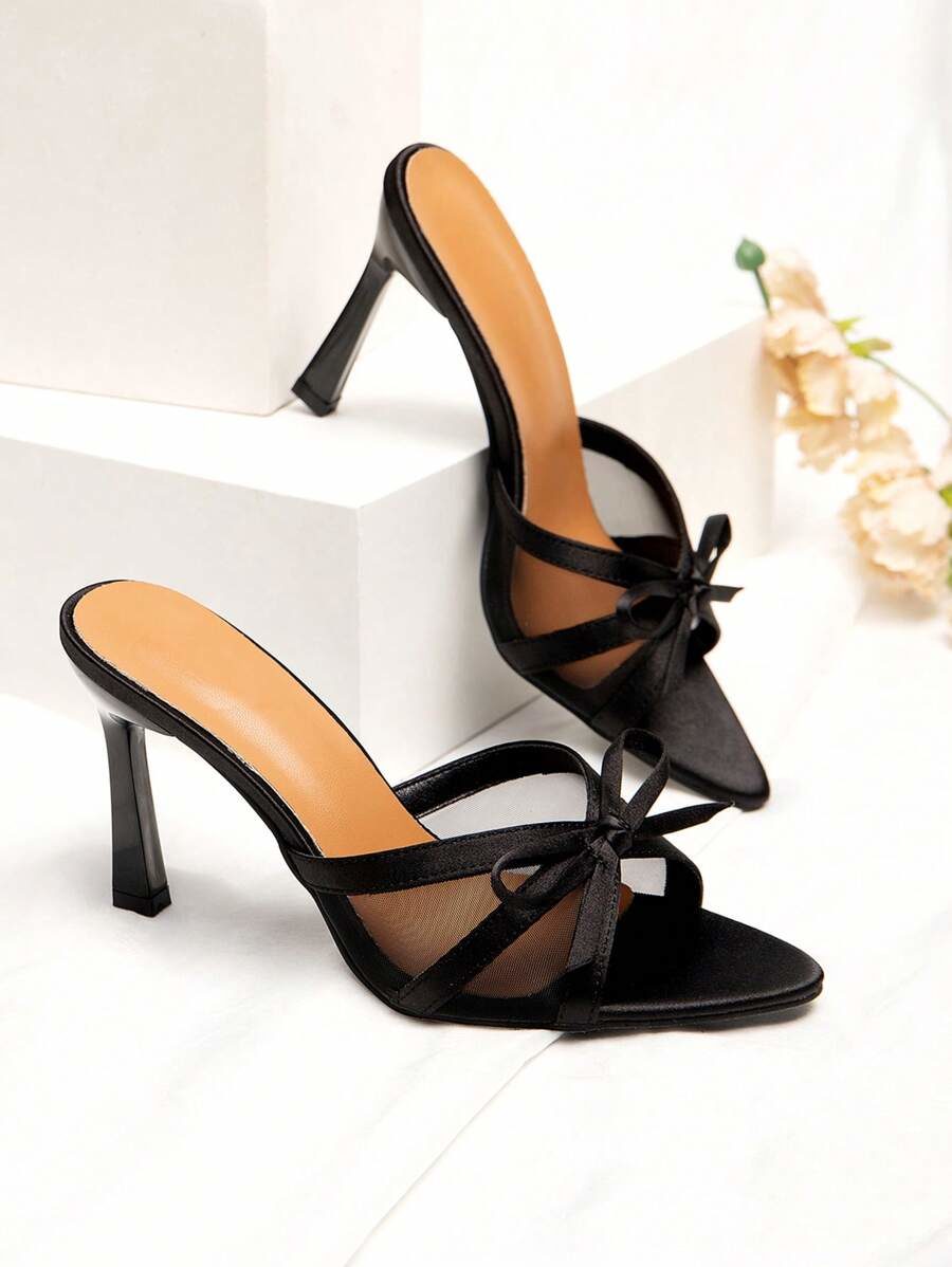 New Fashion Rhinestone Bowknot Strap Thin Heel Sandals