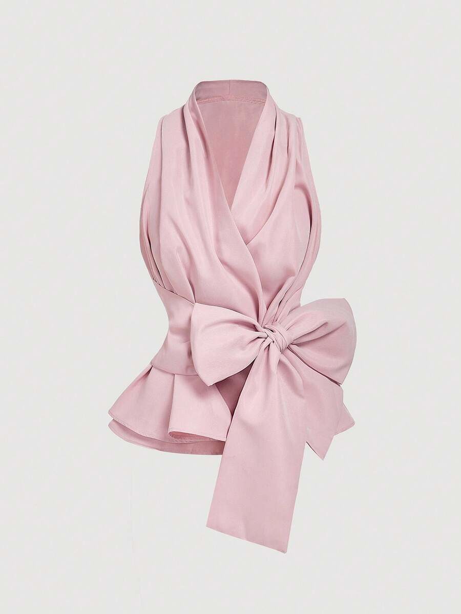 Women's Elegant Summer Dusty Chiffon Bow Top