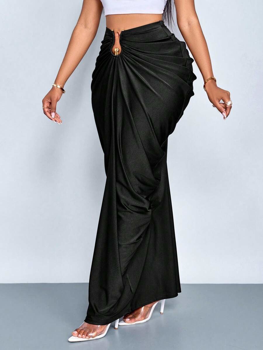 Women's Fashion Solid Color Gathered Ruched Skirt PartyMustHave