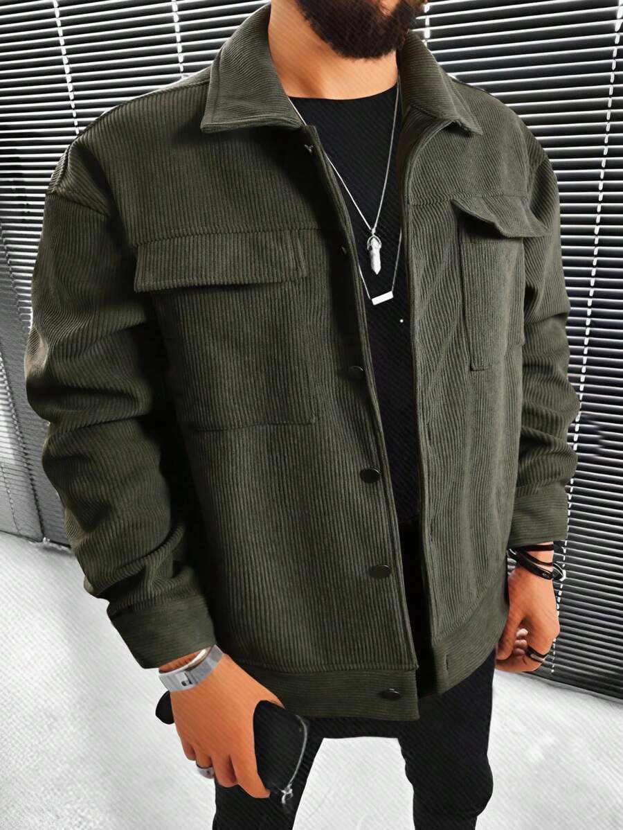 Men's Olive Green Corduroy Jacket