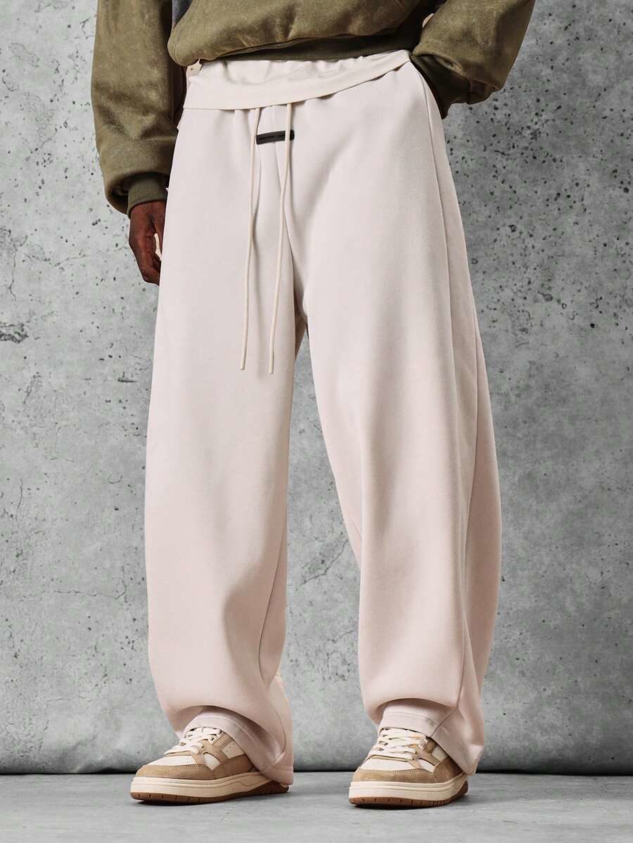 Loose Fit Drawstring Waist Sweatpants With Ribbed Cuffs And Side Pockets For