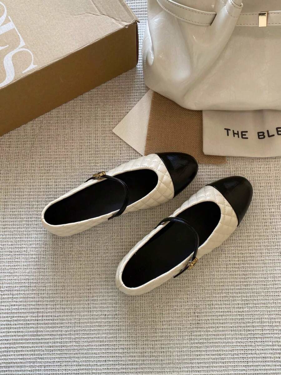 Diamond Quilted Mary Jane Flat Shoes For Women