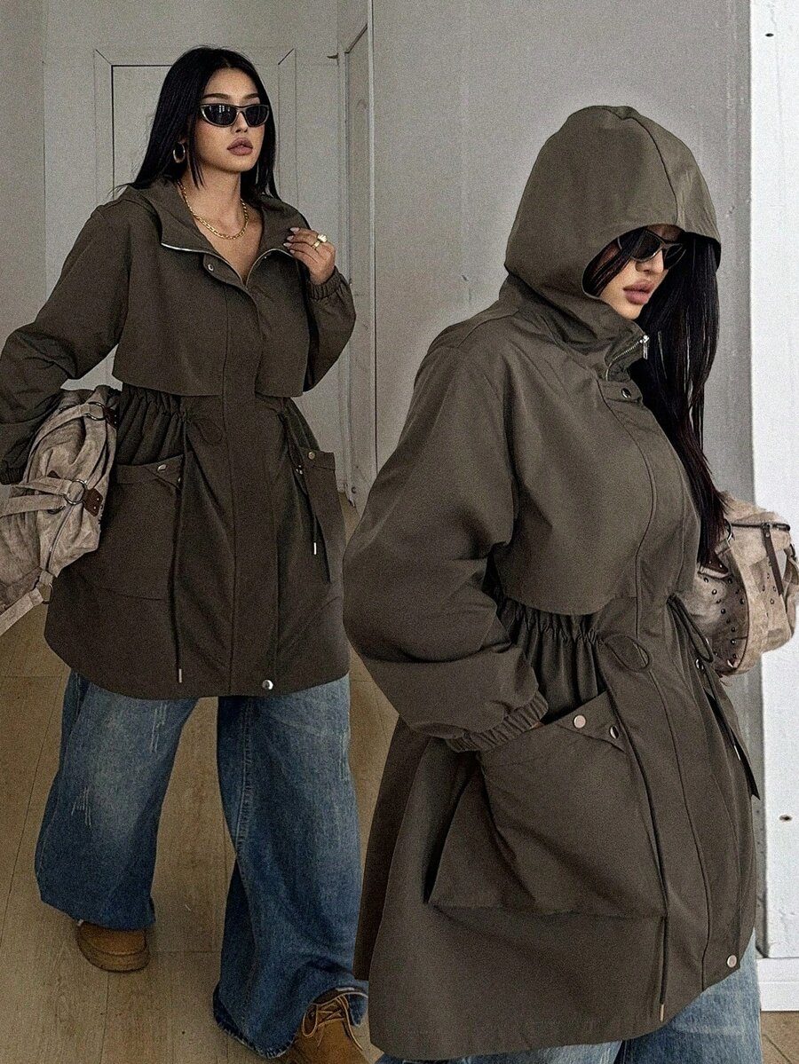 Plus Size Women's Casual Commute Workwear Woven Long Sleeve Jacket Fall