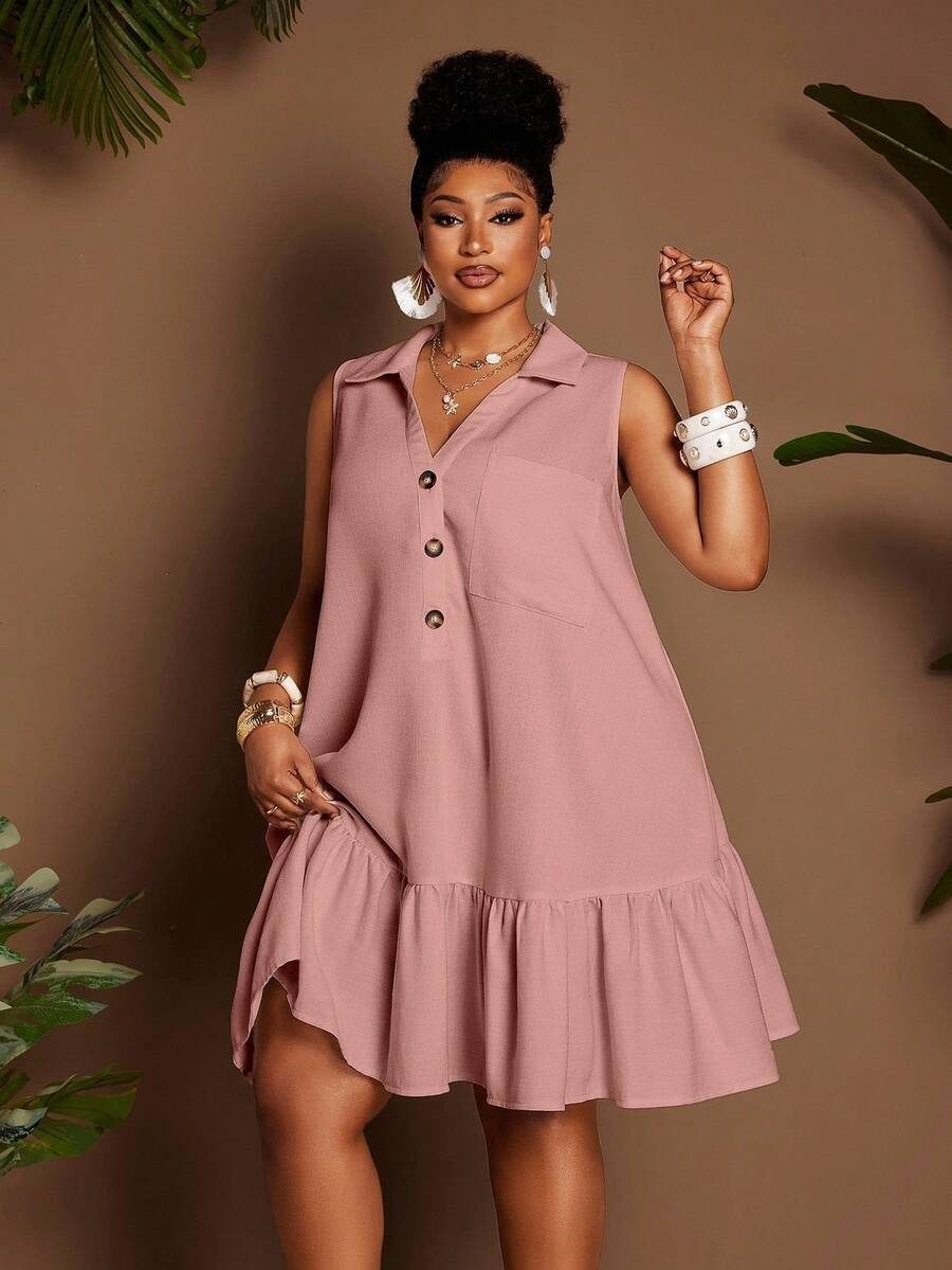 Plus Size Sleeveless Casual Comfortable Commuting Minimalist Dress