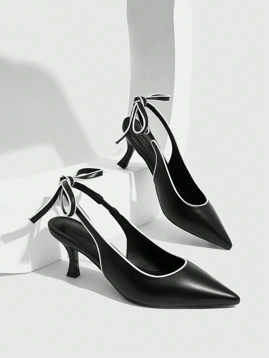 Women's New French Pointed Back Strap Bow Stiletto Fashion Sandals