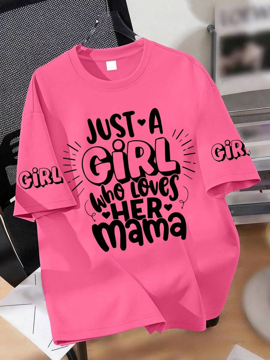 Mother's Day Slogan Print Round Neck T-Shirt